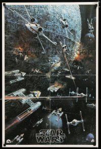 2y177 STAR WARS 22x33 French commercial poster '77 George Lucas classic, art of ships & Death Star!