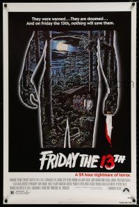 2y142 FRIDAY THE 13th 1sh R80s great Alex Ebel art, slasher classic, 24 hours of terror!