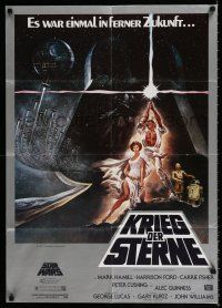 2y413 STAR WARS German R1980s George Lucas sci-fi epic, classic artwork by Tom Jung!