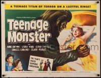 2y097 TEENAGE MONSTER 1/2sh '57 great art of wacky beast attacking sexy Anne Gwynne in bed!