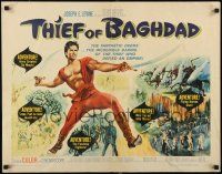 2y098 THIEF OF BAGHDAD 1/2sh '61 daring Steve Reeves defies an empire, cool art!