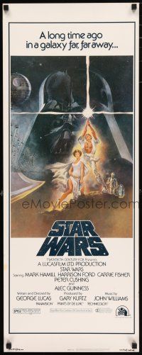 2y129 STAR WARS insert '77 George Lucas classic sci-fi epic, great different art by Tom Jung!