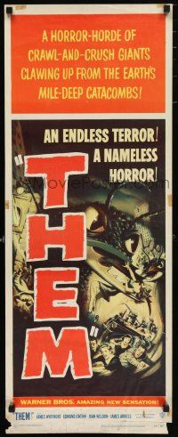 2y131 THEM insert '54 classic sci-fi, art of horror horde of giant bugs terrorizing people!