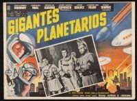 2y317 GIGANTES PLANETARIOS Mexican LC '65 cool border art of astronauts & alien UFOs attacking!