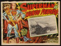 2y343 SUPERMAN EN EL MUNDO PERDIDO Mexican LC '60s great border art + monster eating dead guy!