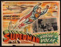 2y344 SUPERMAN FLIES AGAIN Mexican LC '63 George Reeves in costume in border art AND inset!