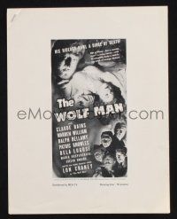 2y393 WOLF MAN TV pressbook R60s monster Lon Chaney Jr., Claude Rains, Ouspenskaya, Bela Lugosi!