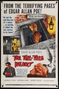 2y160 TELL-TALE HEART 1sh '61 from the terrifying pages of Edgar Allan Poe, great image!