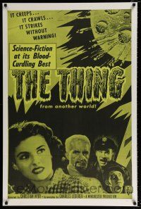 2y161 THING 1sh R57 Howard Hawks classic horror, it strikes without warning!