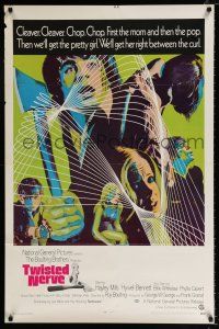 2y162 TWISTED NERVE int'l 1sh '69 Hayley Mills, Roy Boulting English horror, cool psychedelic art!