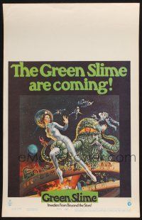 2y281 GREEN SLIME WC '69 classic cheesy sci-fi movie, wonderful art of sexy astronaut & monster!