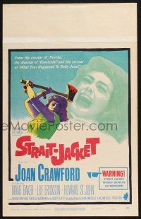 2y284 STRAIT-JACKET WC '64 art of crazy ax murderer Joan Crawford, directed by William Castle!