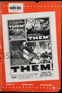 2y401 THEM English pressbook '54 classic sci-fi, a horror horde of giant bugs terrorizing people!