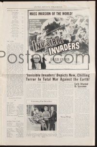 2y368 INVISIBLE INVADERS pressbook '59 depicts a new chilling terror in total war against Earth!