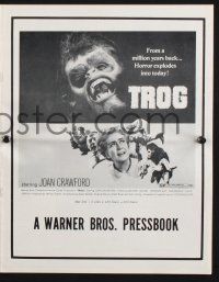 2y388 TROG pressbook '70 Joan Crawford & prehistoric monsters, wacky horror explodes into today!