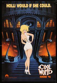 3b184 COOL WORLD teaser 1sh '92 cartoon art of sexy Kim Basinger as Holli!