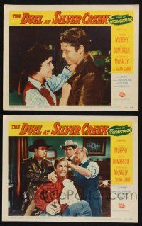 3d953 DUEL AT SILVER CREEK 2 LCs '52 cowboy sheriff Audie Murphy, Susan Cabot, Stephen McNally!