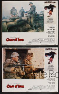 3d149 CROSS OF IRON 8 LCs '77 Sam Peckinpah, Tanenbaum border art of fallen WWII Nazi soldier!