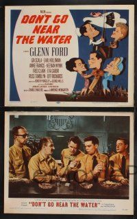 3d181 DON'T GO NEAR THE WATER 8 LCs '57 Glenn Ford, cool Jacques Kapralik tc art of stars on ship!