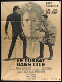 3e418 FIRE & ICE French 1p '62 Jean Mascii art of Romy Schneider & Jean-Louis Trintignant!