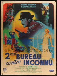 3e641 WHEREABOUTS UNKNOWN French 1p '56 Deuxieme bureau contre inconnu, art by Jacques Bonneaud!