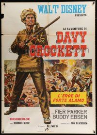 3e161 DAVY CROCKETT, KING OF THE WILD FRONTIER Italian 1p R67 Disney, great art of Fess Parker!