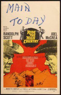 3e898 RIDE THE HIGH COUNTRY WC '62 Randolph Scott & Joel McCrea have a showdown in the High Sierra