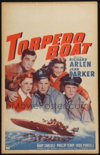 3e963 TORPEDO BOAT WC '42 artwork of Richard Arlen holding sexy Jean Parker!