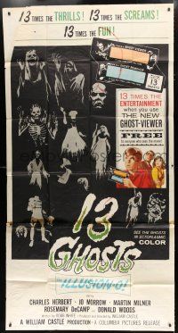 3g576 13 GHOSTS 3sh '60 William Castle, great art of all the spooks, cool horror in ILLUSION-O!