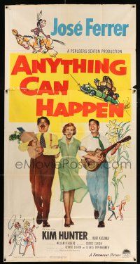 3g588 ANYTHING CAN HAPPEN 3sh '52 Jose Ferrer, Kim Hunter, Kurt Kasznar, wacky artwork!