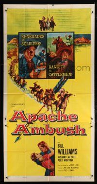 3g589 APACHE AMBUSH 3sh '55 Bill Williams, renegades vs soldiers, bandits vs cattlemen, cool art!