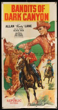 3g595 BANDITS OF DARK CANYON 3sh '48 cool art of Allan Rocky Lane and his stallion Black Jack!