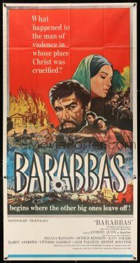 3g597 BARABBAS 3sh '62 Richard Fleischer, cool artwork of Anthony Quinn & Silvana Mangano!