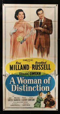 3g990 WOMAN OF DISTINCTION 3sh '50 art of Rosalind Russell & college professor Ray Milland!