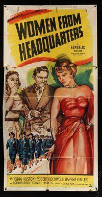 3g992 WOMEN FROM HEADQUARTERS 3sh '50 art of female cop Virginia Huston & Robert Rockwell!