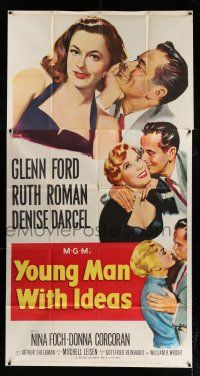 3g998 YOUNG MAN WITH IDEAS 3sh '52 great art of Glenn Ford, Ruth Roman, Denise Darcel & Nina Foch!