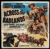 3g189 ACROSS THE BADLANDS 6sh '50 Cravath art of Charles Starrett as the Durango Kid & Smiley!