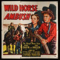 3g412 WILD HORSE AMBUSH 6sh '52 art of Michael Chapin & Eilene Janssen as The Rough Ridin' Kids!