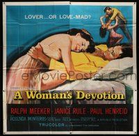 3g416 WOMAN'S DEVOTION 6sh '56 artwork of Paul Henreid & Janice Rule. lover or love-mad!