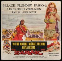 3g423 ZARAK 6sh '56 art of sexiest barely dressed Anita Ekberg + Victor Mature with rifle!