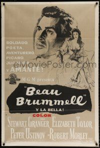 3g084 BEAU BRUMMELL Argentinean '55 art of sexy full-length Elizabeth Taylor & Stewart Granger!