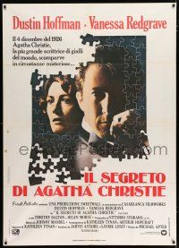 3g466 AGATHA Italian 1p '79 cool puzzle art of Dustin Hoffman & Vanessa Redgrave as Christie!