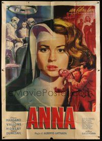 3g428 ANNA Italian 2p '53 wild split art of Silvana Mangano as sexy singer turned nun & nurse!