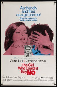 3h285 GIRL WHO COULDN'T SAY NO 1sh '69 sexy Virna Lisi, George Segal, Lila Kedrova!