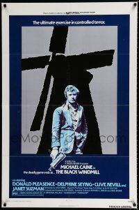 3k072 BLACK WINDMILL 1sh '74 cool image of Michael Caine w/MAC-10, Donald Pleasence, Don Siegel