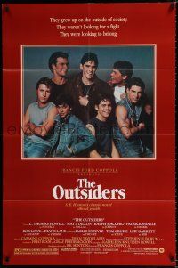 3k647 OUTSIDERS 1sh '82 alternate art of Howell, Dillon, Macchio, Swayze, Lowe, Estevez!