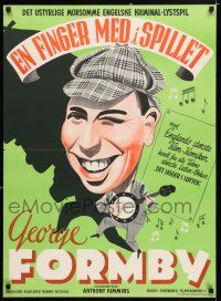 3m846 TROUBLE BREWING Danish '39 cool diff art of George Formby in deerstalker hat!