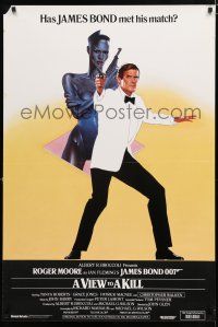 3m105 VIEW TO A KILL recalled English 1sh '85 art of Moore as Bond & Grace Jones by Fair & Bysouth!