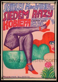 3m213 WOMAN TIMES SEVEN Polish 23x33 '68 MacLaine, cool completely different art by Krajewski!