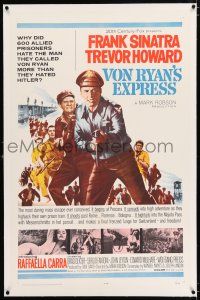 3p438 VON RYAN'S EXPRESS linen 1sh '65 Frank Sinatra & Trevor Howard in World War II!